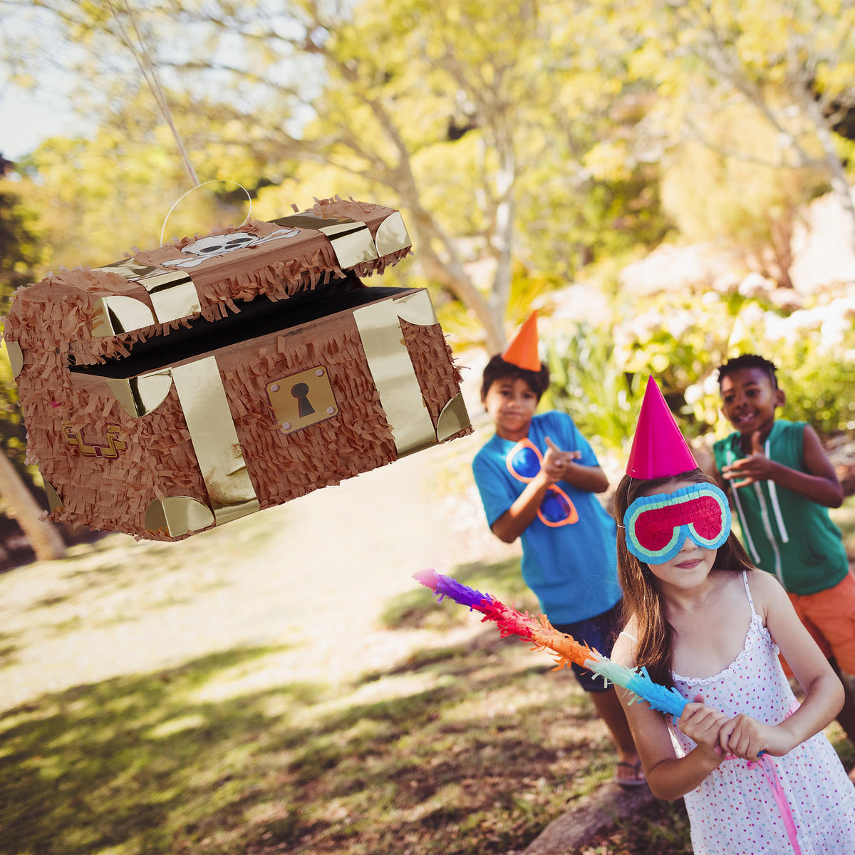 PINATA Schatzkiste - Braun, Papier (30/27/23cm) - Relaxdays