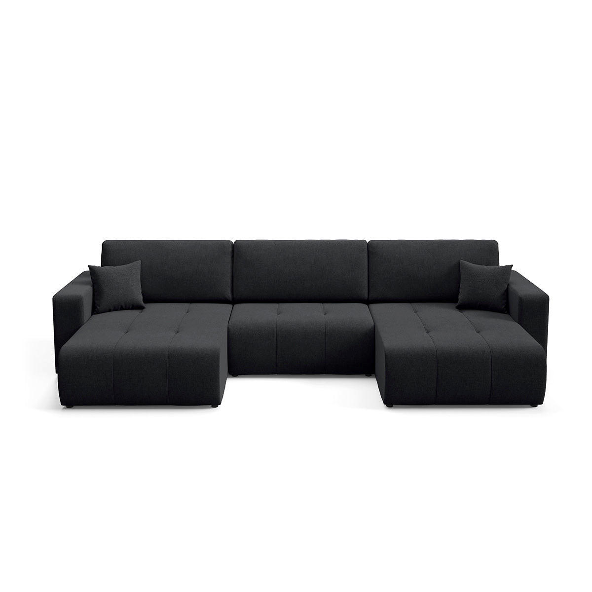 PANORAMASOFA Giulia 5 Sitzplätze Schwarz - Schwarz, Holz (344/82/149cm) - Petits-meubles