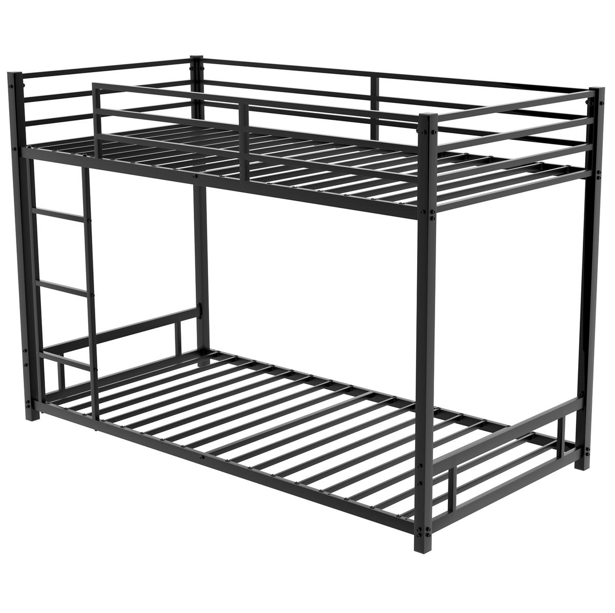 ETAGENBETT 197/98/136 cm aus Metall mit integrierter Leiter Schwarz - Schwarz, Metall (90/190cm) - Modenvie