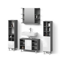 BADMÖBEL-SET Fucino Anthrazit 4 Teile, mit Midischränke - Anthrazit/Weiß, Holzwerkstoff (80/54/32cm) - Livinity®