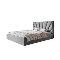POLSTERBETT SLIM 3 mit Kopfteil, 180x200 cm, Doppelbett mit Bettkasten und Lattenrost aus Holz, Velourstoff, Farbe: Grau - Silberfarben, Holz/Textil (180/200cm) - Sepro Meble