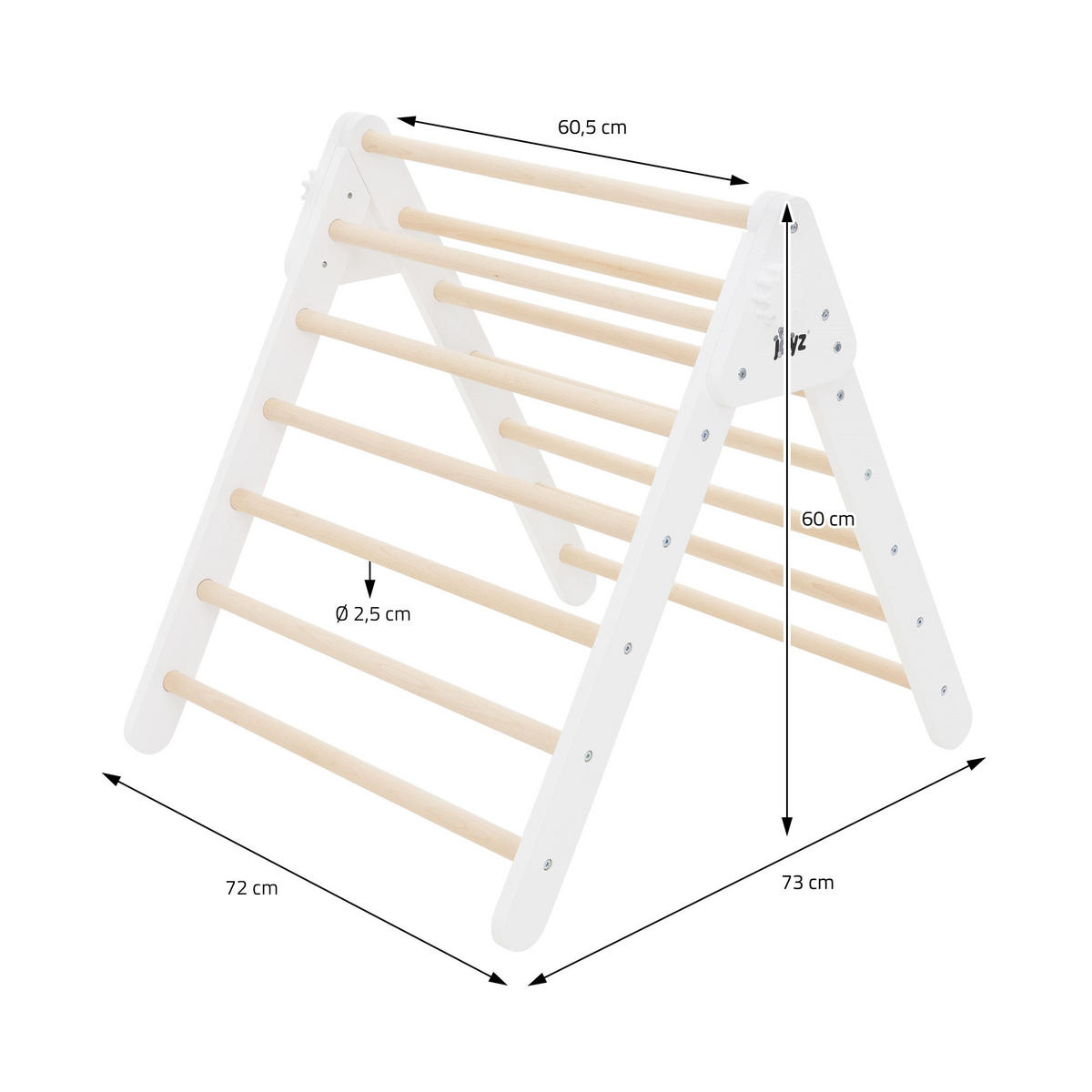 KLETTERDREIECK Weiß - Braun, Holz (72/60/73cm) - Joyz