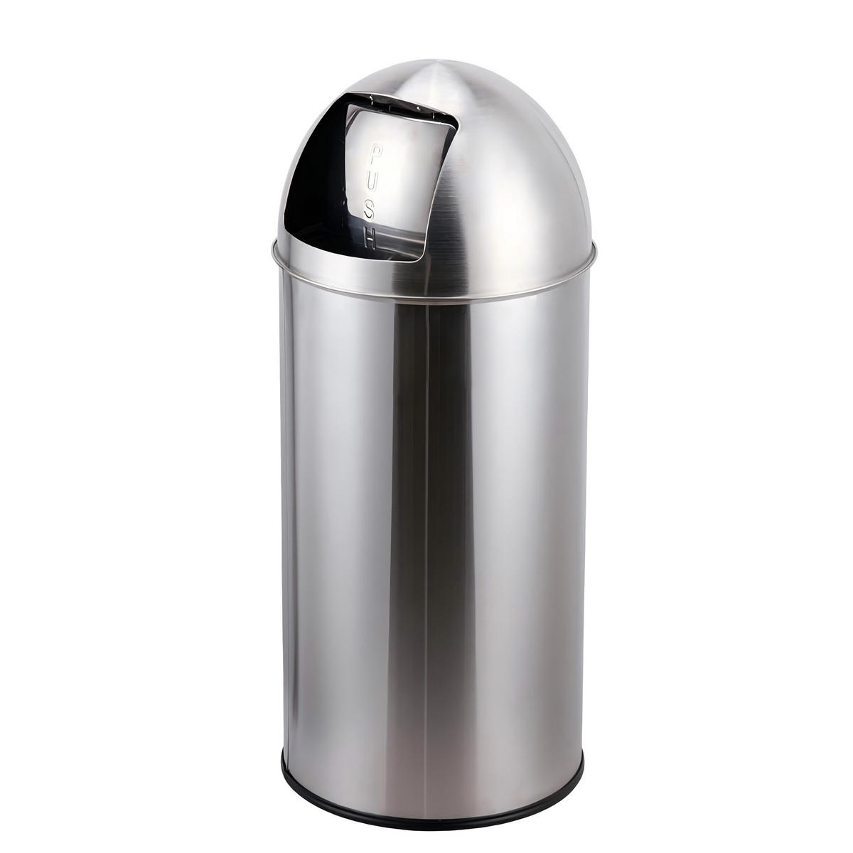 MÜLLEIMER Silber Edelstahl Push-Deckel 50 l - Silberfarben, Metall (35/75/35cm) - Relaxdays