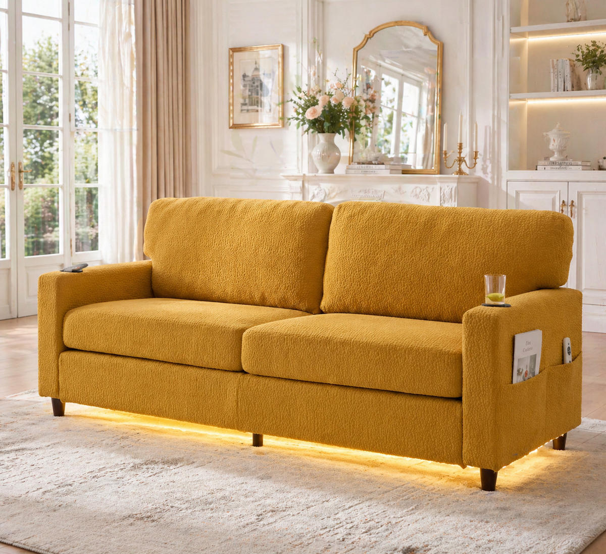 SOFA 2-Sitzer 203/77,5/86 cm Senfgelb - Gelb, Textil (77.5/86/203cm)
