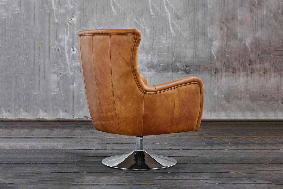 SESSEL RELEXA Braun Leder - Dunkelbraun/Silberfarben, Leder/Metall (69/95/77cm) - KAWOLA