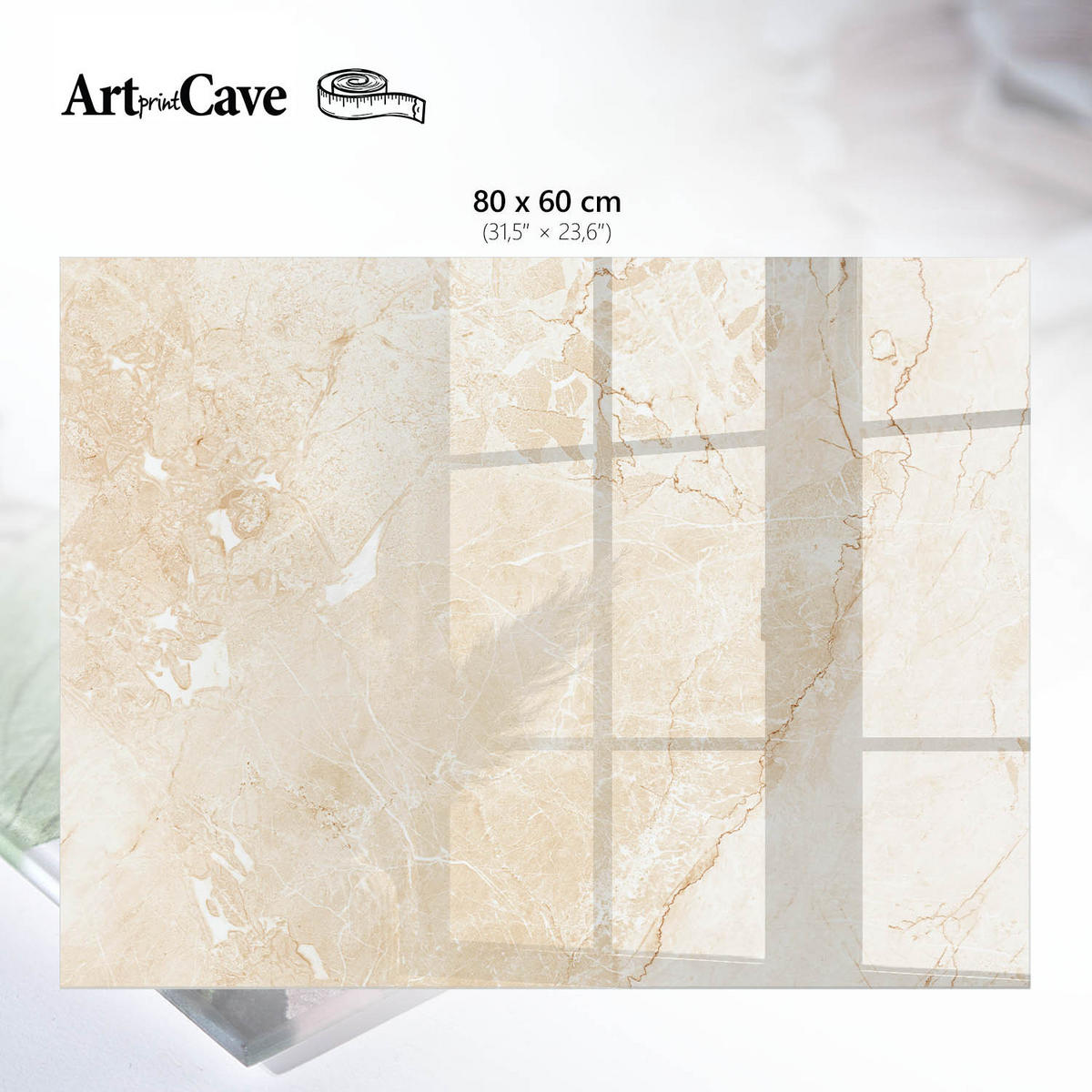 GLASPLATTE 80x60 cm – Beige Stein - Beige, Glas (0.4/80/60cm) - ArtPrintCave