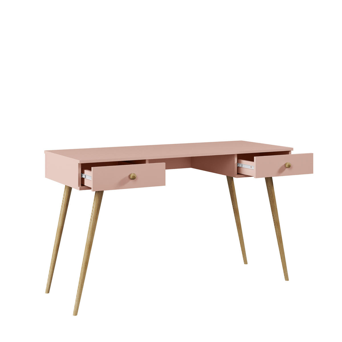 SCHREIBTISCH NATURA, 135 cm, Rosa, mit 2 Schubladen - Rosa, Holz (54/135/79cm) - Excellent Home