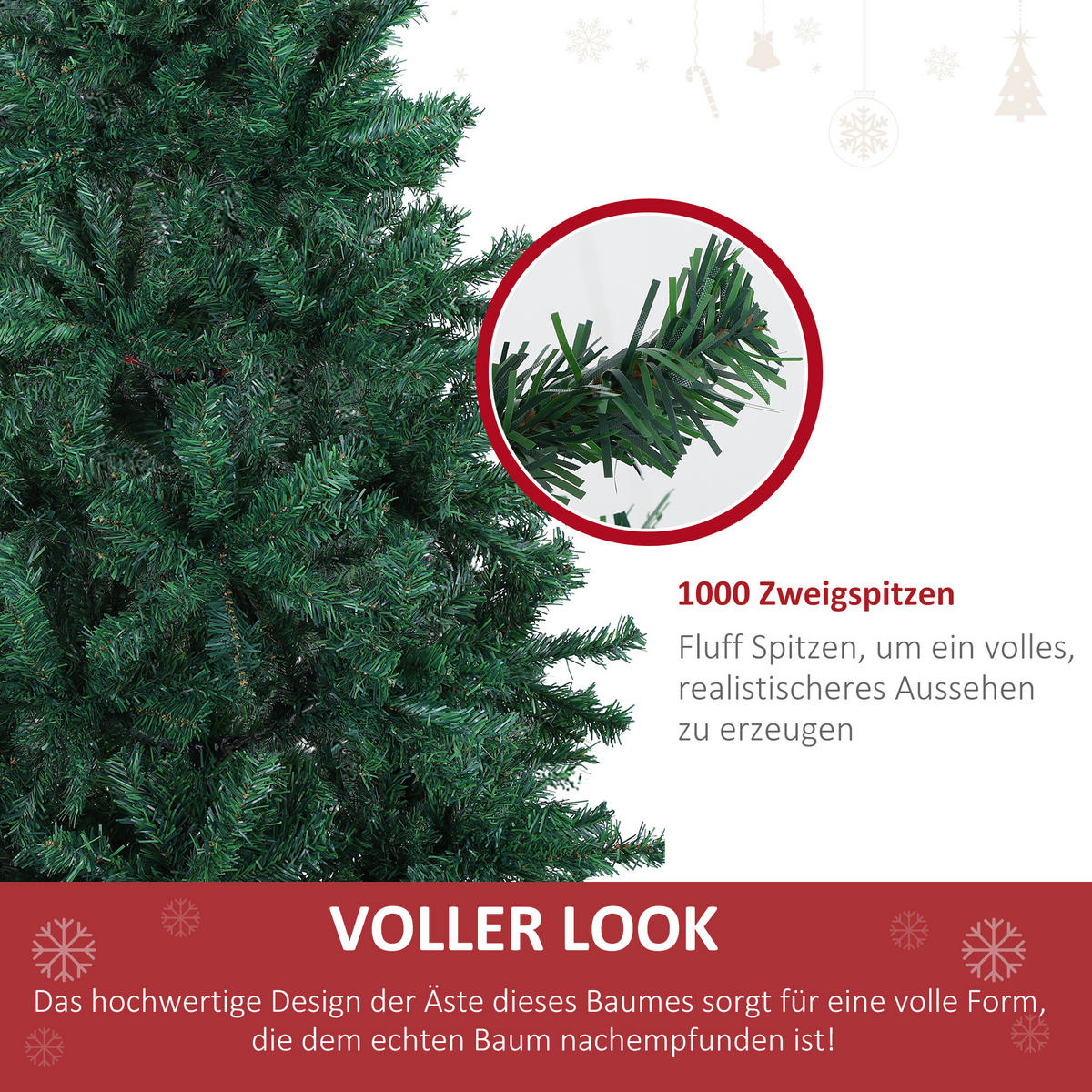 WEIHNACHTSBAUM, 180 cm, PVC, Metall, Grün - Grün, Kunststoff (180cm) - HOMCOM