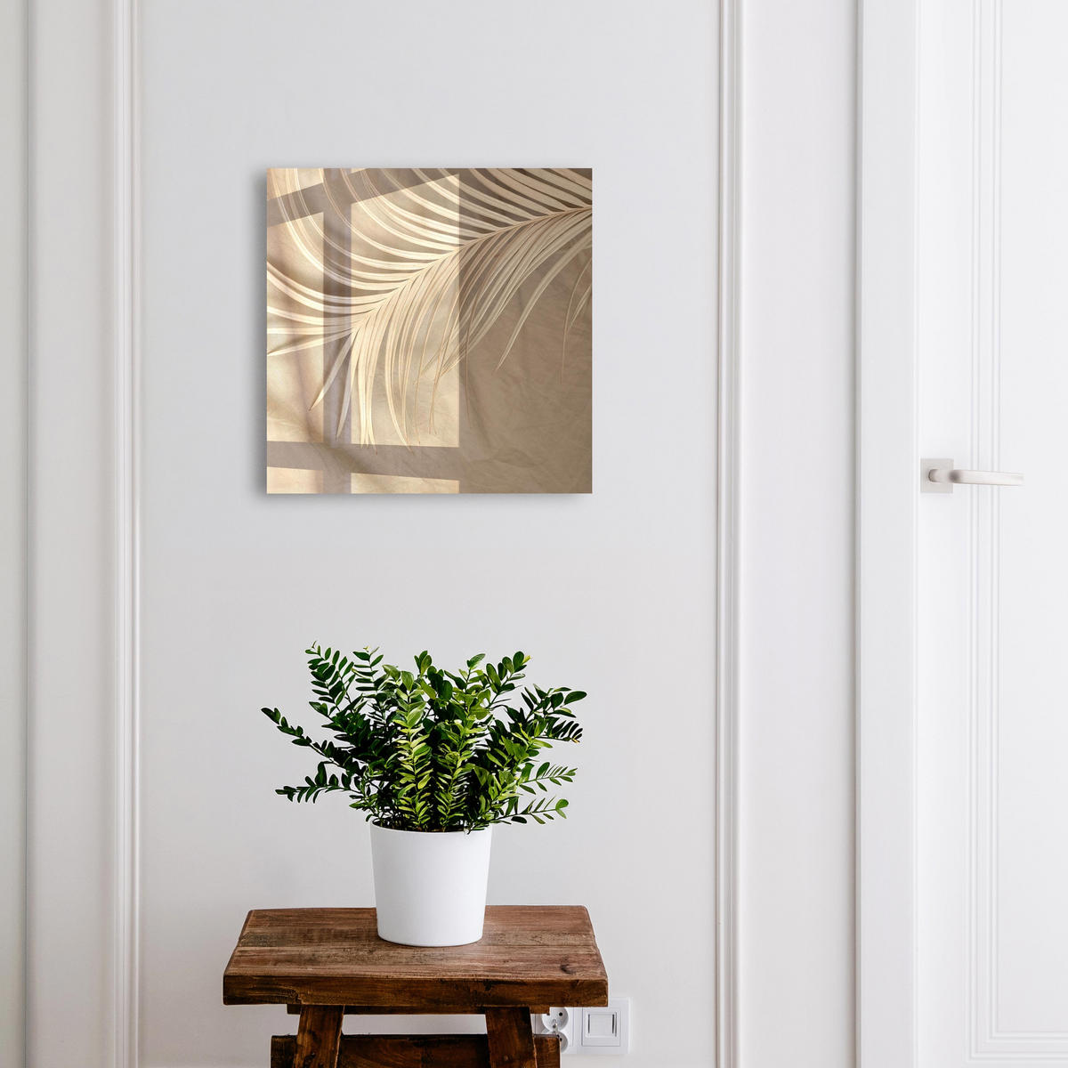 SCHLÜSSELBOX Weiß 30x30 cm – Türöffnung nach rechts - Natürliche Eleganz - Beige, Metall (30/30/5cm) - TULUP