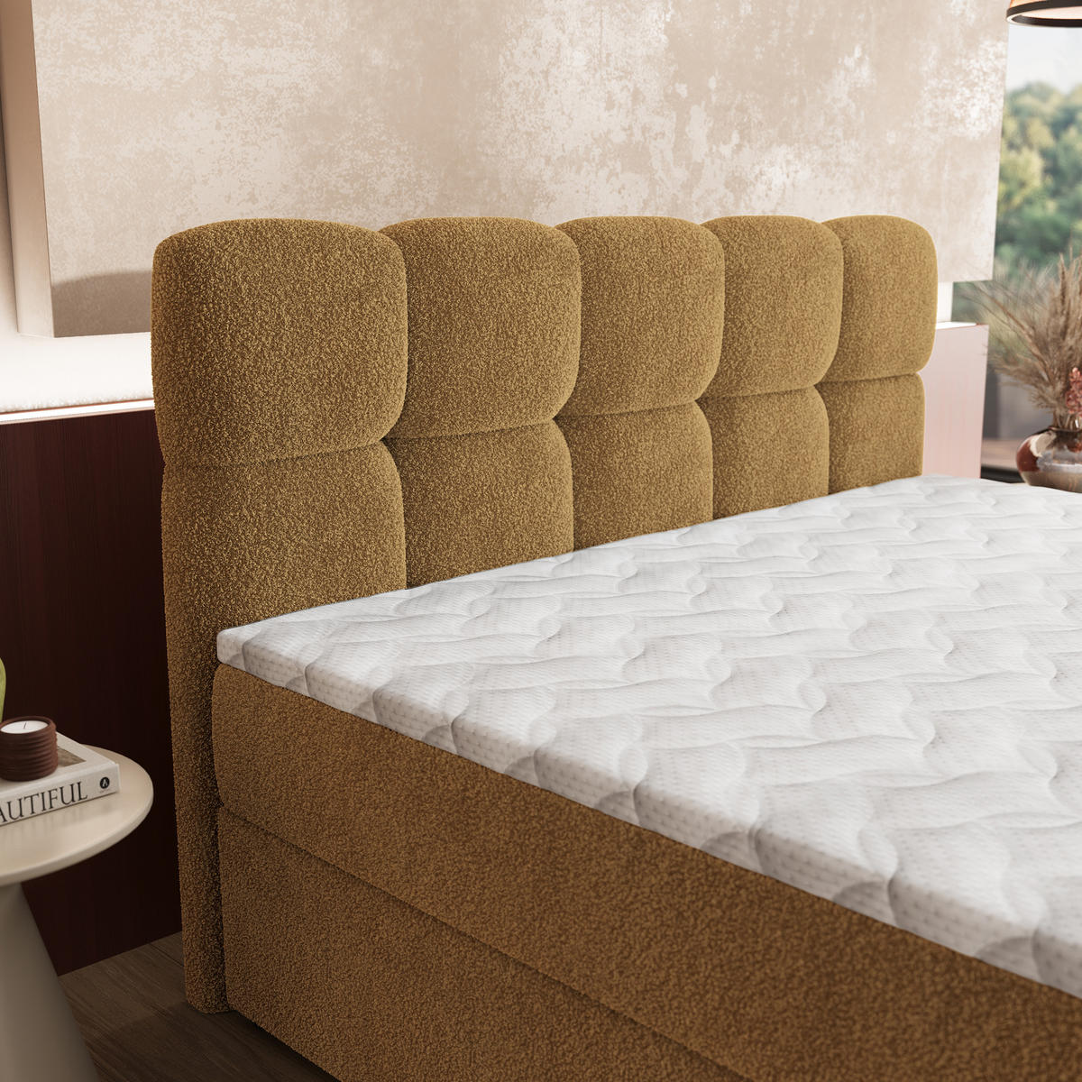 BOXBETT MERU 160x200 cm mit Matratze und Topper - Orange - Orange, Holz (160/200cm) - MASSENO