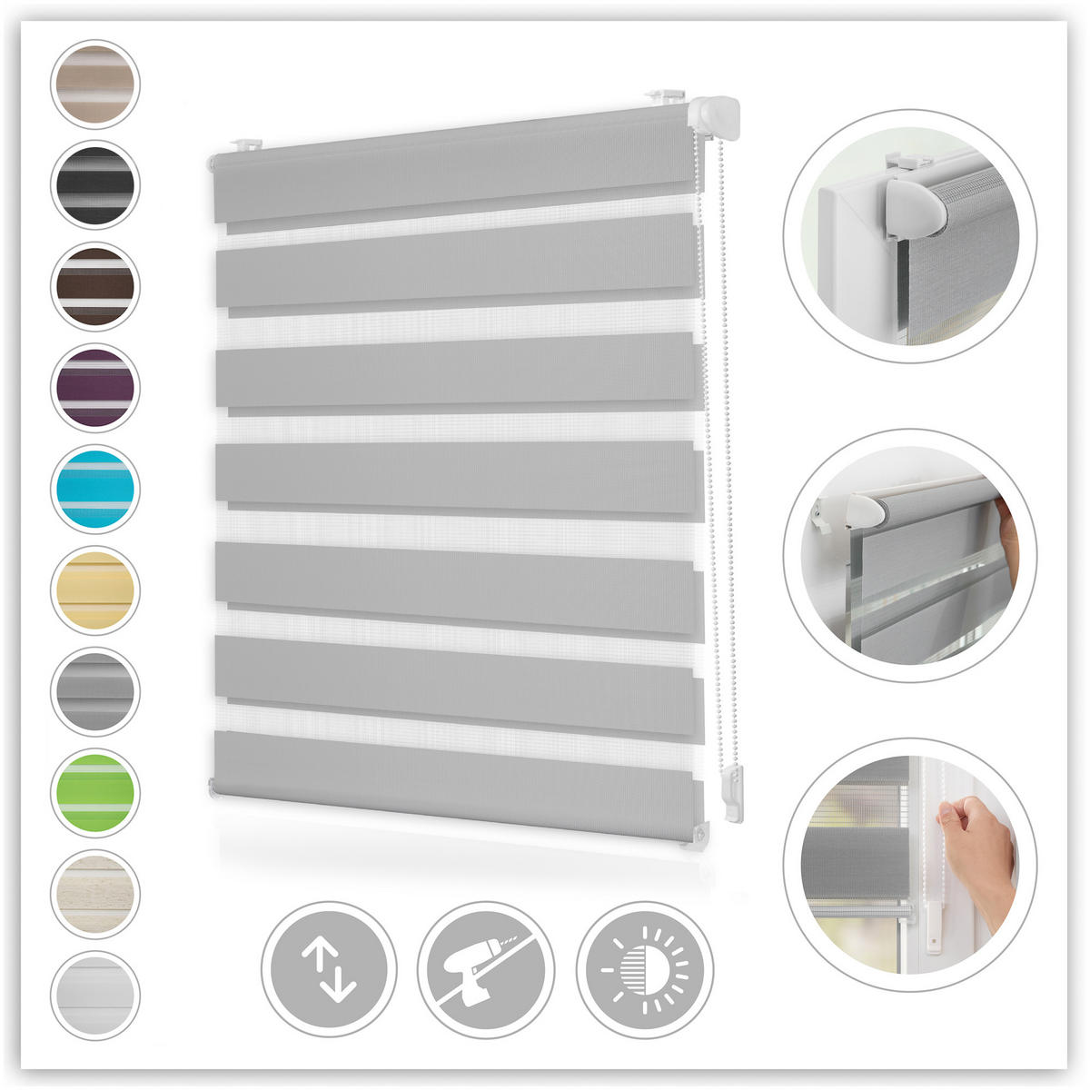 DUO ROLLO KLEMMFIX, OHNE BOHREN - Grau, Kunststoff (60/220cm) - Lichtblick Original