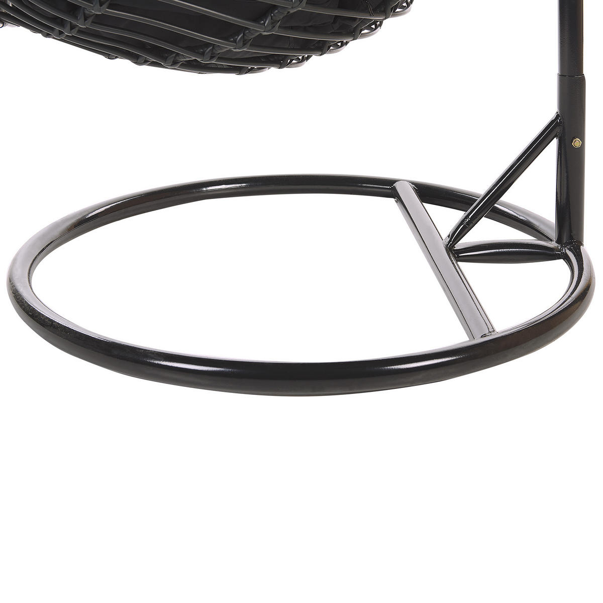 HÄNGESESSEL mit Gestell PE Rattan schwarz 97 cm Tollo - Schwarz, Kunststoff (106/199/97cm) - Beliani
