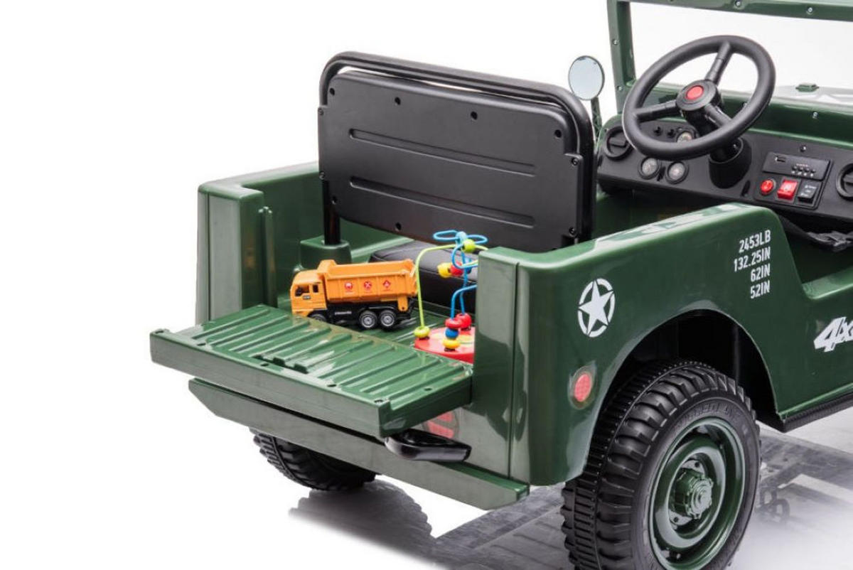KINDER ELEKTROAUTO Offroad Militär grün Allradantrieb, EVA-Reifen, Kunstledersitz, 12V 7Ah Akku, Fernbedienung - Grün, Kunststoff (110/59/60cm) - Es-Toys