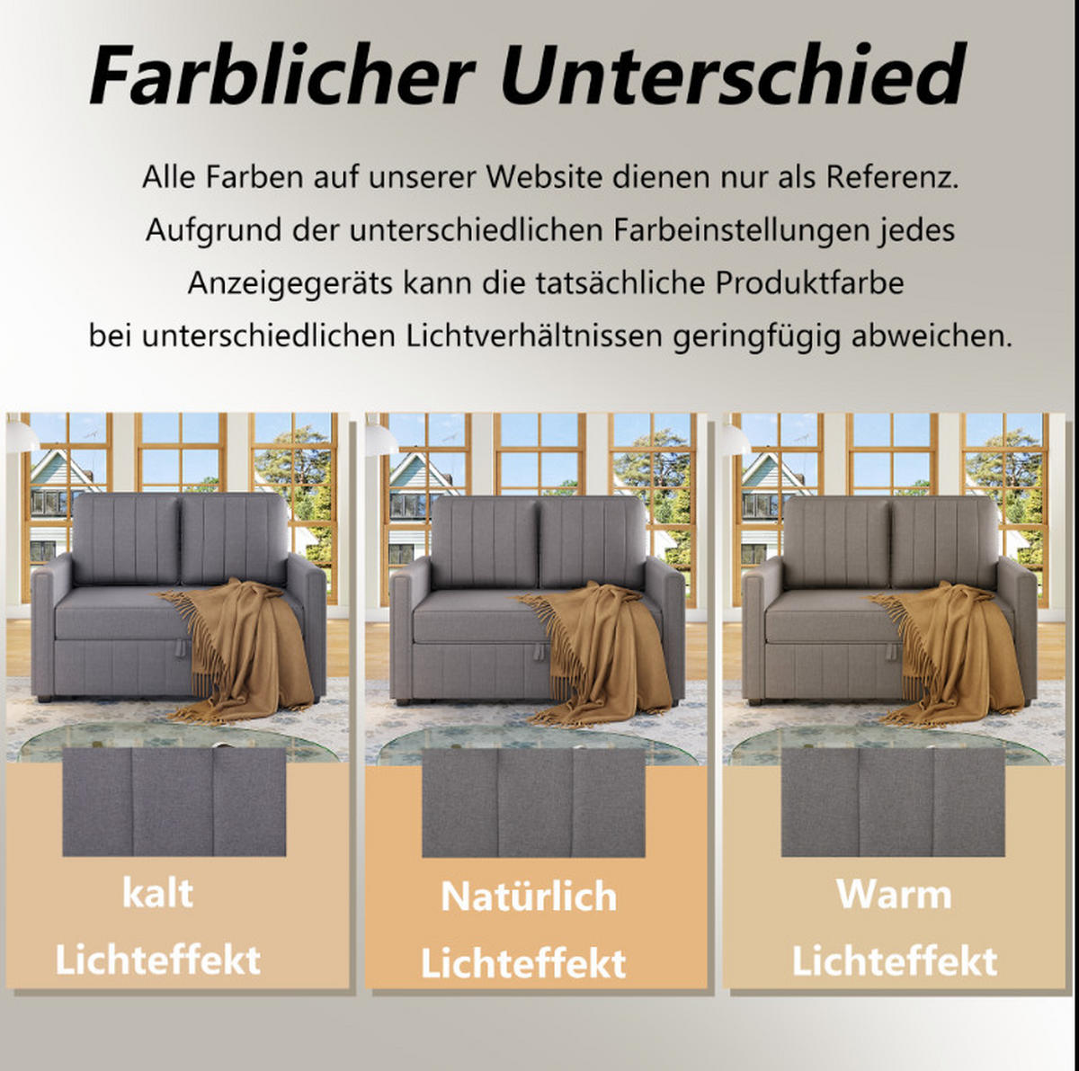 SOFA Klappsofabett Schlaffunktion Verstellbare Lehne Kleinraum 180x127cm - Grau, Holz (109.86/16.51/56.52cm) - FLIEKS