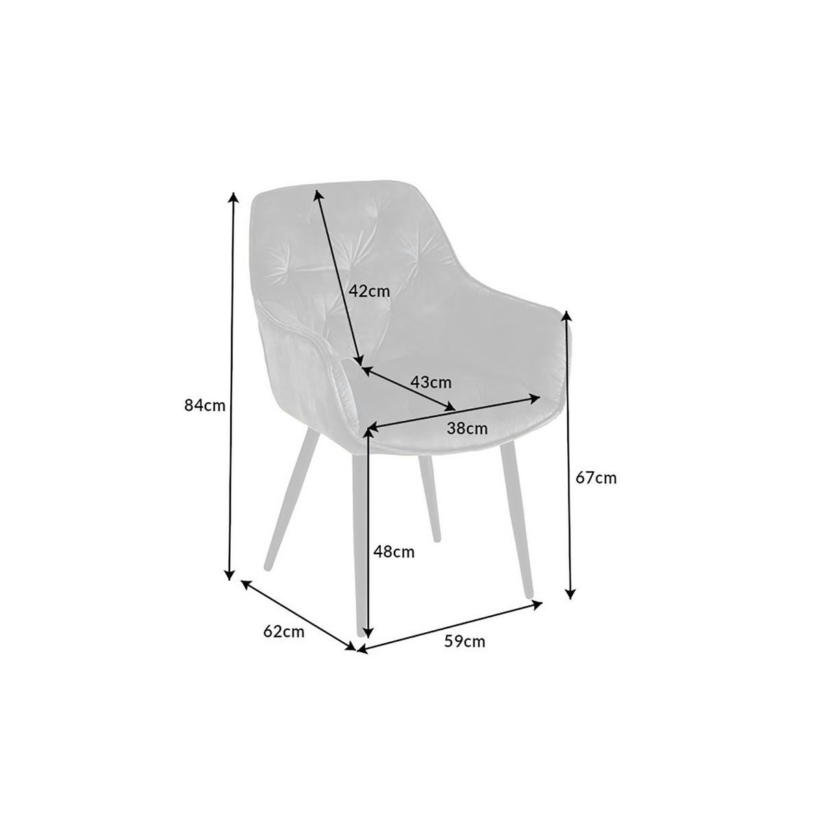 STUHL MILANO Samt Grün 85 cm - Schwarz/Grün, Textil/Metall (59/84/62cm) - riess-ambiente