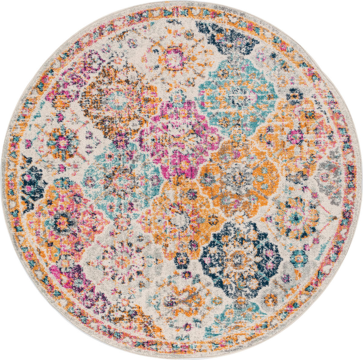 VINTAGE-TEPPICH Rund Ø 160 cm Mehrfarbig - Multicolor, Naturmaterialien/Textil (160/160cm) - LIVABLISS