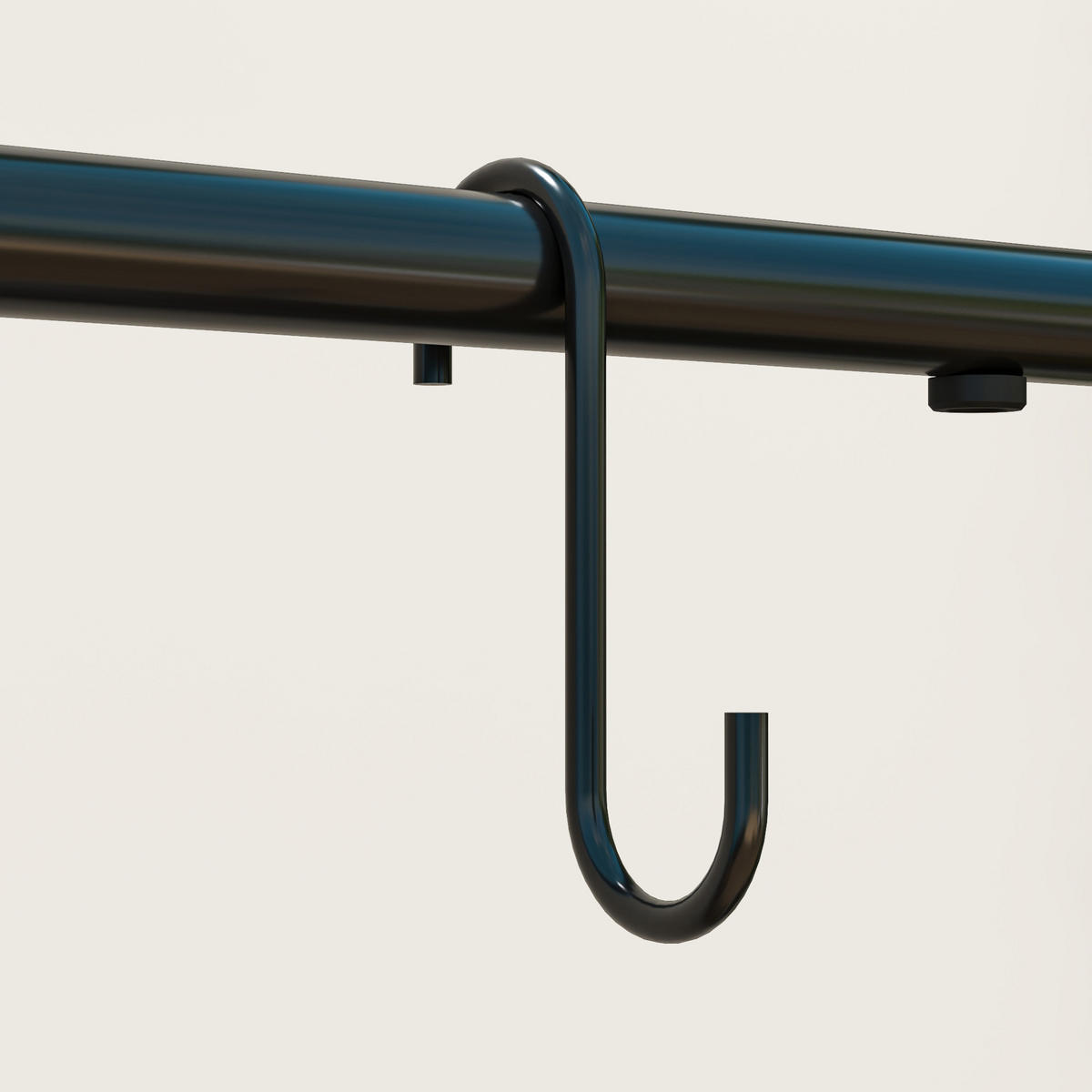 GARTENREGAL aus Metall 75x25x137 cm in Schwarz mit Hängestange & 3 Haken - Schwarz, Metall (25/137/75cm) - Modfu