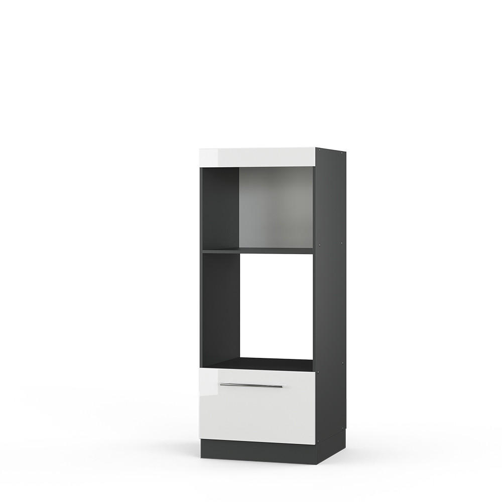 MIKROWELLENSCHRANK Fame-Line Weiß Hochglanz 60 cm offen - Weiß Hochglanz/Anthrazit, Holzwerkstoff (60/153.6/58.1cm) - Vicco