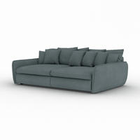 BIGSOFA Hereford Flachgewebe Grau inkl. 11 Kissen 234/131/61 cm - Blaugrau, Kunststoff/Textil (234/61/131cm) - foamnova