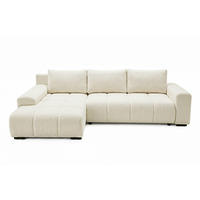 ECKSOFA Ovia mit Bettkasten und Schlaffunktion, Bouclé-Stoff in L-Form - Beige, Textil (270/185cm)