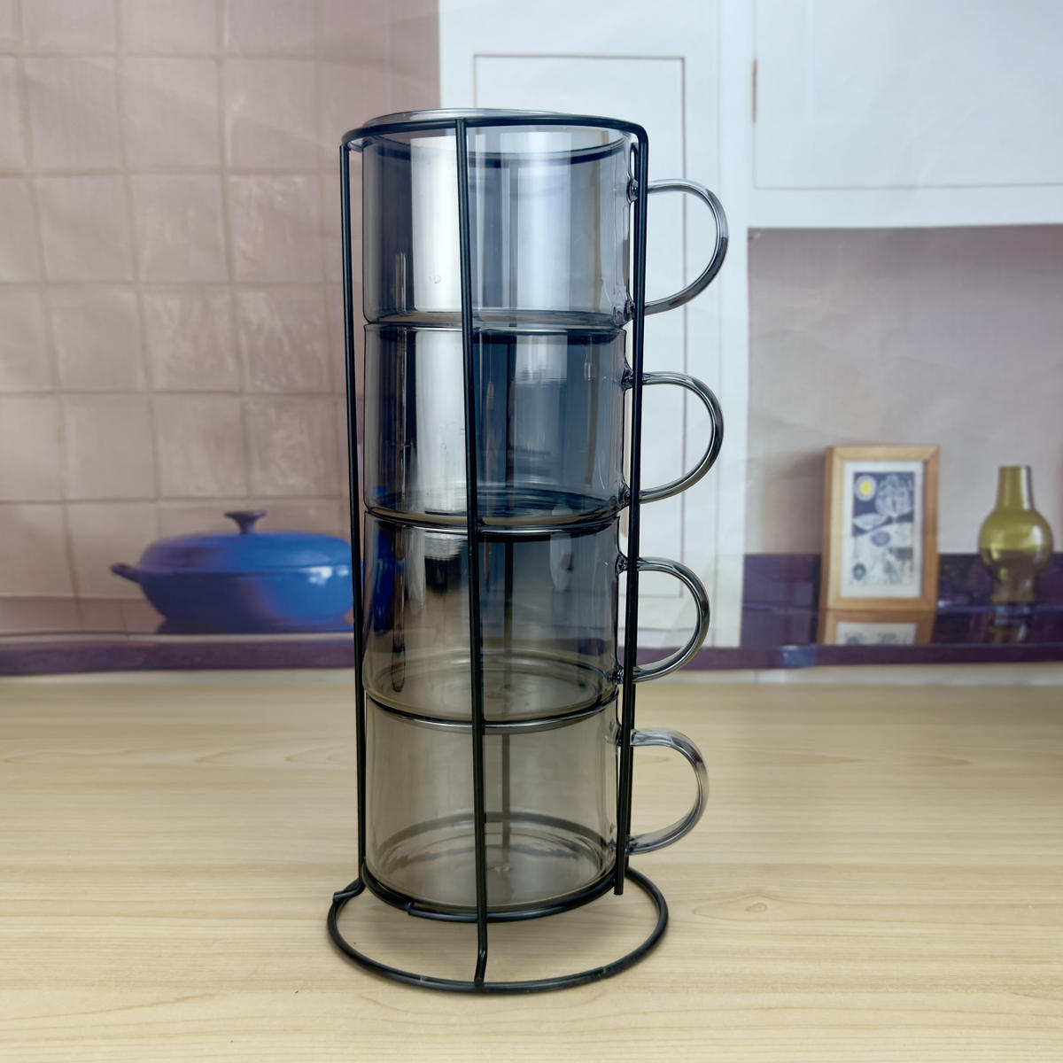 SADA šálků, sklo, šedá - šedá, sklo (0.35L) - Mondex