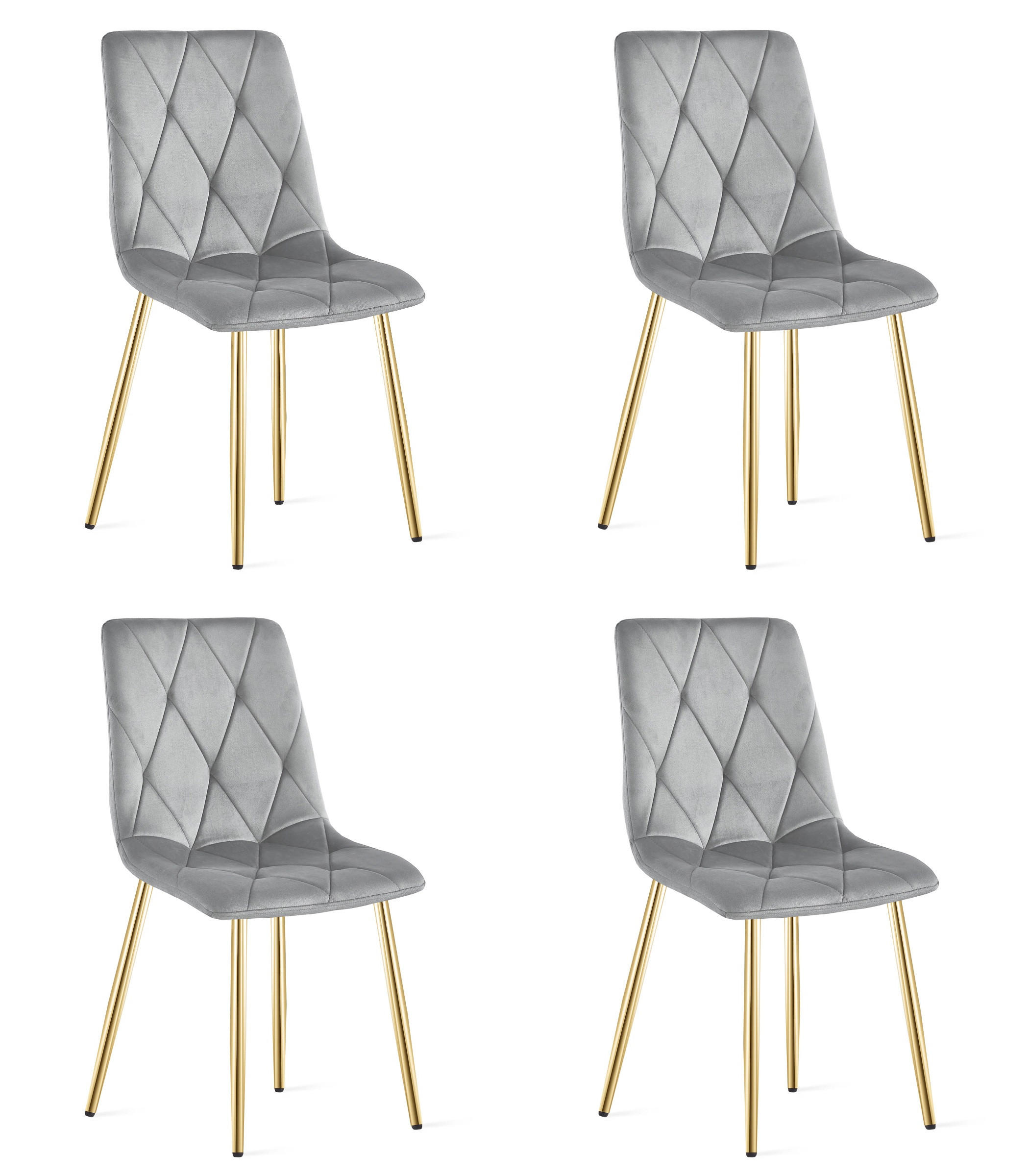 ESSZIMMERSTUHL 4-er Set TYRA hellgrauer Sitz, goldene Beine - Goldfarben/Hellgrau, Textil (44.5/87/54.5cm) - Valora