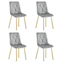 ESSZIMMERSTUHL 4-er Set TYRA hellgrauer Sitz, goldene Beine - Goldfarben/Hellgrau, Textil (44.5/87/54.5cm) - Valora
