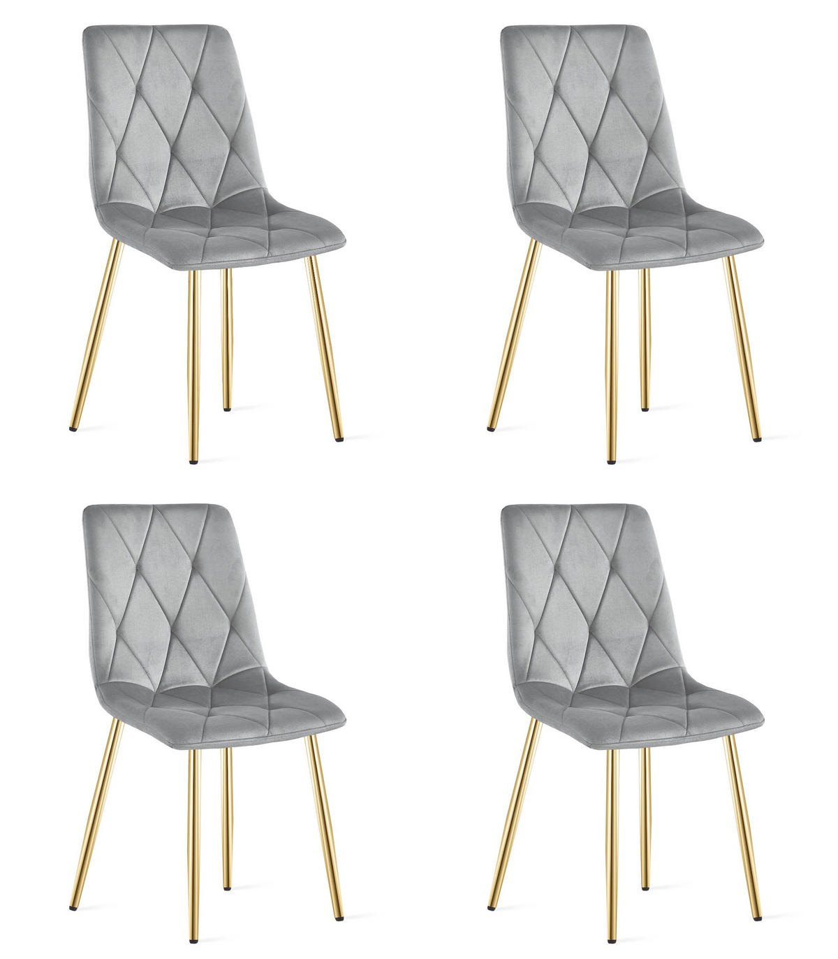 ESSZIMMERSTUHL 4-er Set TYRA hellgrauer Sitz, goldene Beine - Goldfarben/Hellgrau, Textil (44.5/87/54.5cm) - Valora