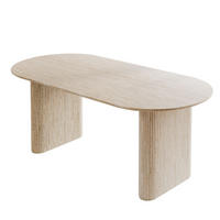 ESSTISCH OVI mit geriffelter Tischbasis Sandstein - Beige, Holzwerkstoff (90/180/75cm) - Lookway