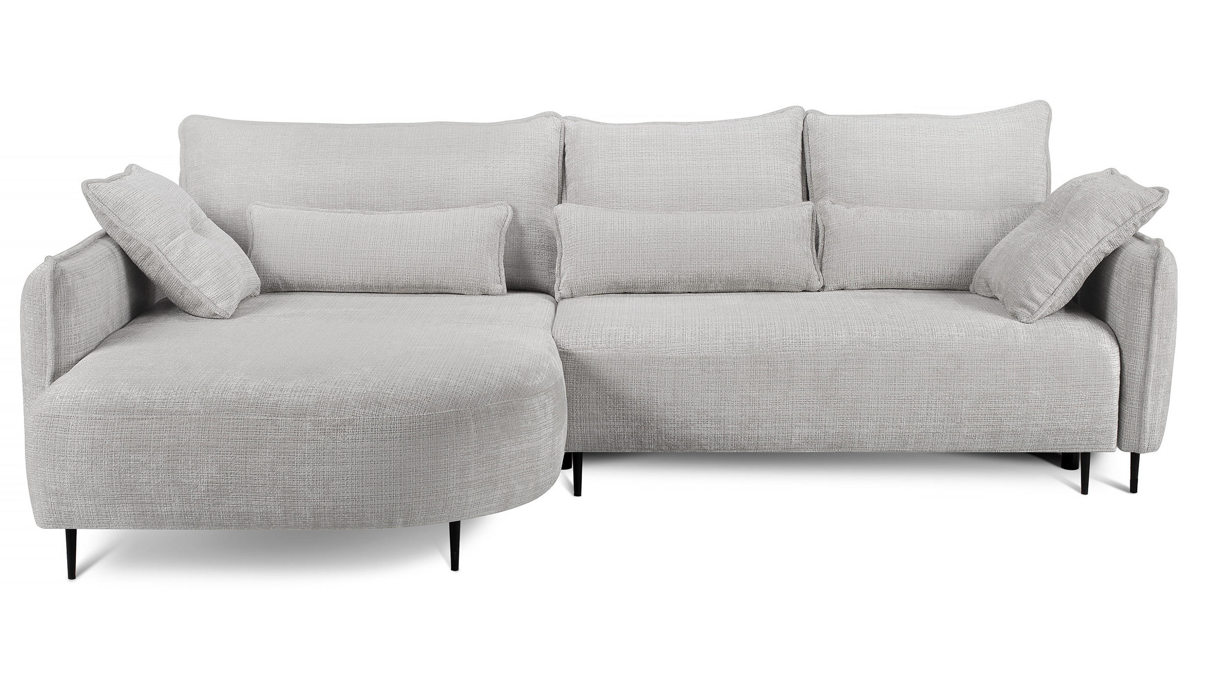 ECKSOFA Oblivio Hellgrau Chenille - Hellgrau/Schwarz, Textil/Metall (285/200cm) - Selsey