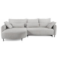 ECKSOFA Oblivio Hellgrau Chenille - Hellgrau/Schwarz, Textil/Metall (285/200cm) - Selsey