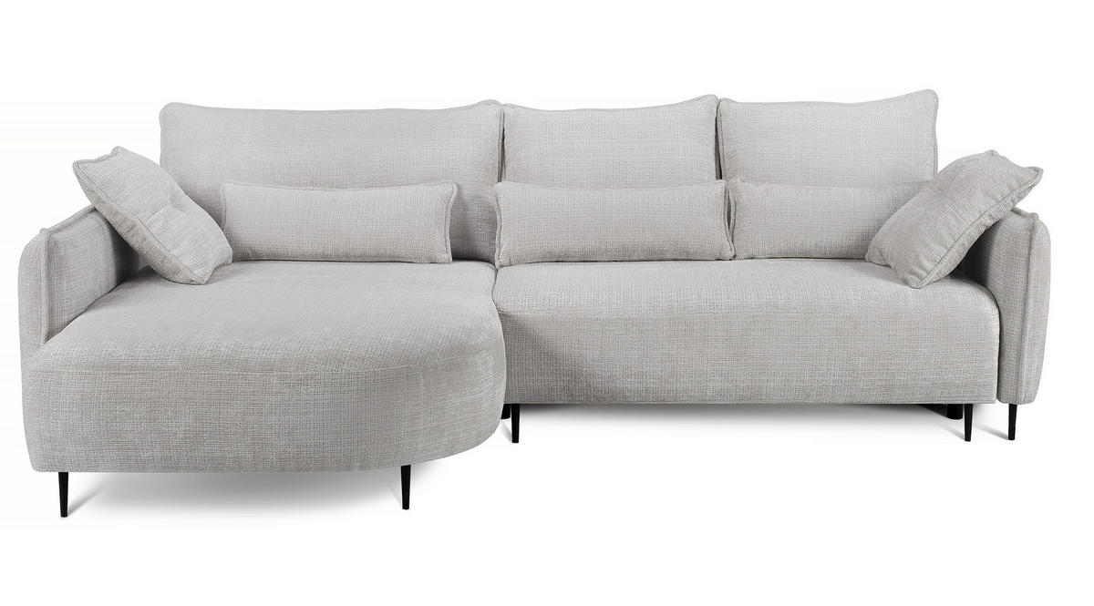 ECKSOFA Oblivio Hellgrau Chenille - Hellgrau/Schwarz, Textil/Metall (285/200cm) - Selsey