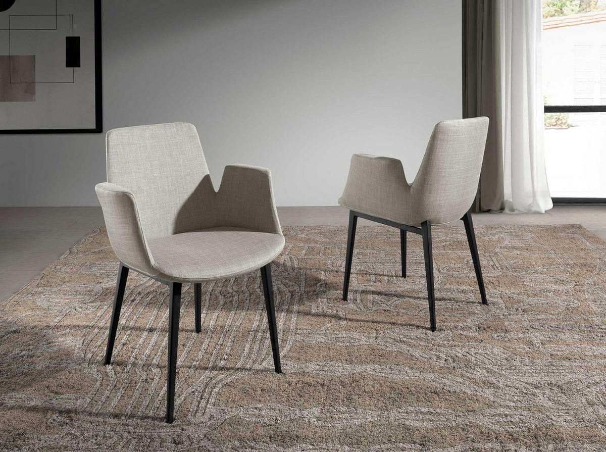 STUHL Grauer Stoffstuhl 59/58/82 cm - Schwarz/Grau, Textil/Metall (59/82/58cm) - ANGEL CERDA