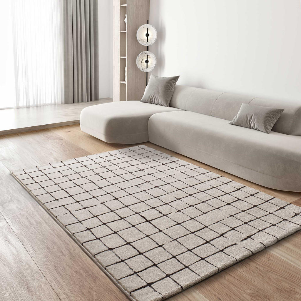 Thumbnail - Atticgo Webteppich, Weiß, Schwarz, Textil, Grafikmuster, Rechteckig, 160x230 cm, Oeko-Tex® Standard 100, in verschiedene...