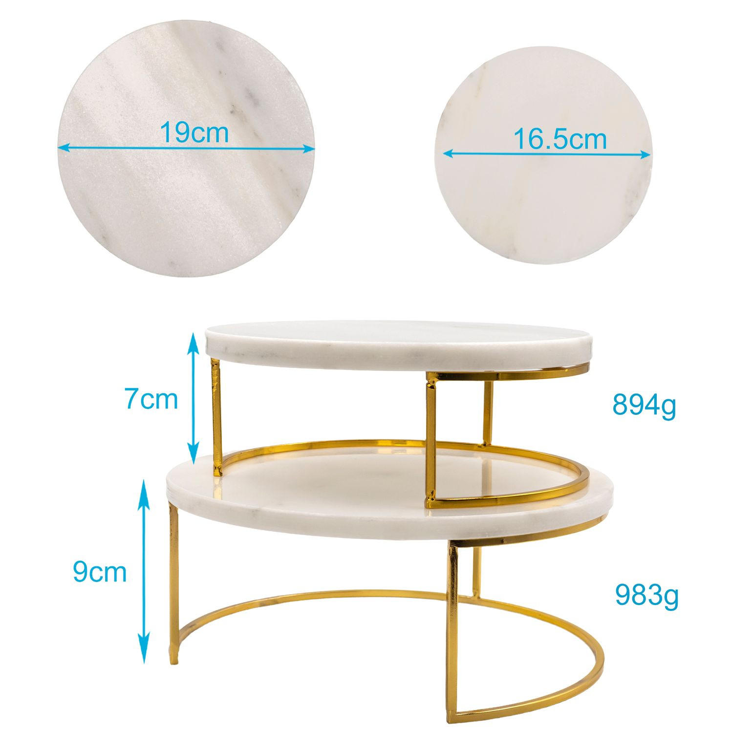 TORTENSTÄNDER SET (2-tlg.) - Weiß, Stein (19/9/19cm) - Intirilife