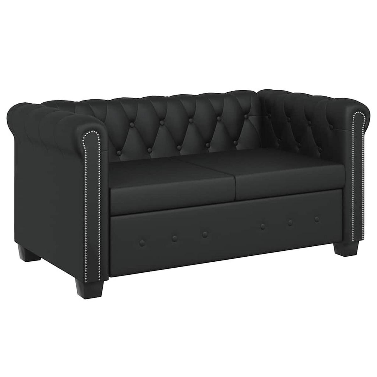 CHESTERFIELD-SOFAS 2-Sitzer Und 3-Sitzer Kunstleder Schwarz - Schwarz, Leder (145.5/70/76cm) - vidaXL