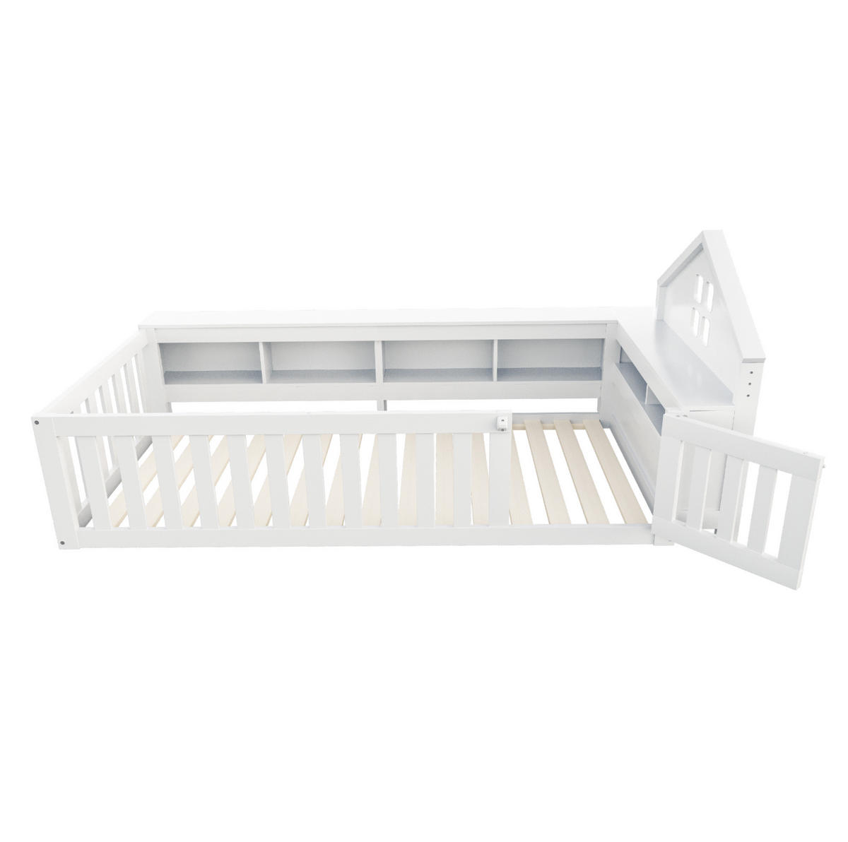 DETSKÁ posteľ 90/200 cm biela z masívneho dreva s úložným priestorom a ochrannou zábranou - biela, drevo (90/200cm) - OKWISH