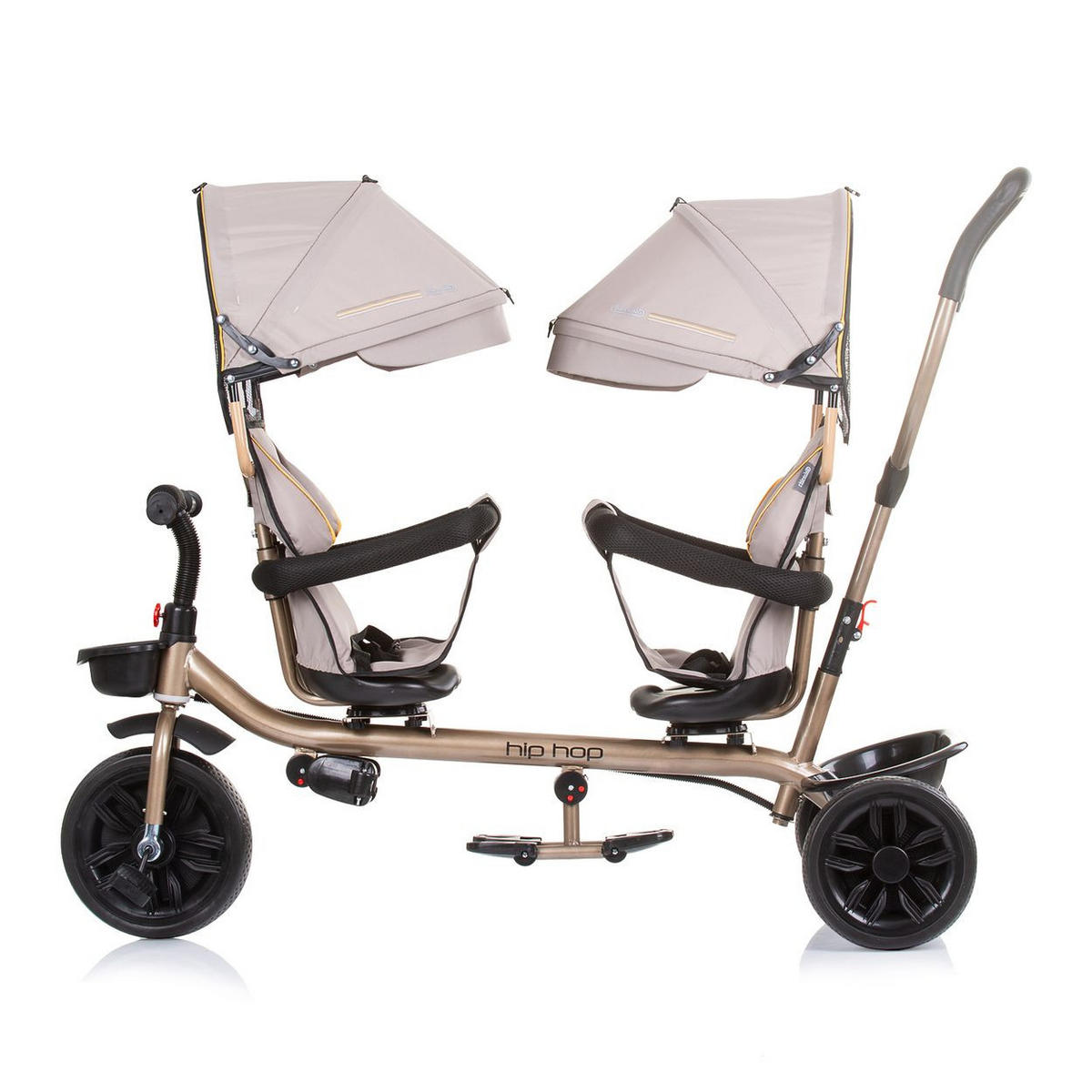 ZWILLINGSDREIRAD Hip Hop beige zwei Kinder, bis 40 kg, Sitze 360° drehbar - Beige, Metall (131/49/95cm) - Chipolino