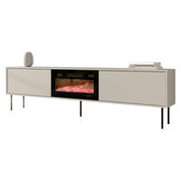 TV-LOWBOARD Masha 200 EF mit Kamin - Kaschmir/Schwarz, Holzwerkstoff/Metall (200/48/30cm) - MIRJAN24