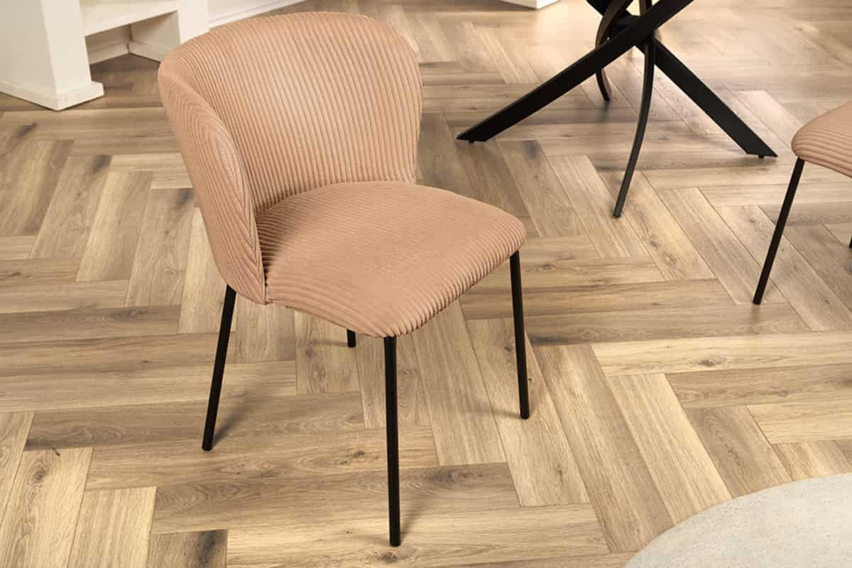 STUHL LYON Cord Rosa 75 cm - Schwarz/Rosa, Textil/Metall (54/75/58cm) - riess-ambiente