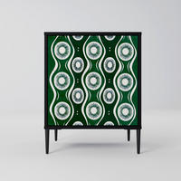 SIDEBOARD GREEN EYES, Schwarz, 57,5x42x72,5 cm, Schwarze Metallfüße - Multicolor/Schwarz, Holzwerkstoff/Metall (57.5/72.5/42cm) - SpaceRebels