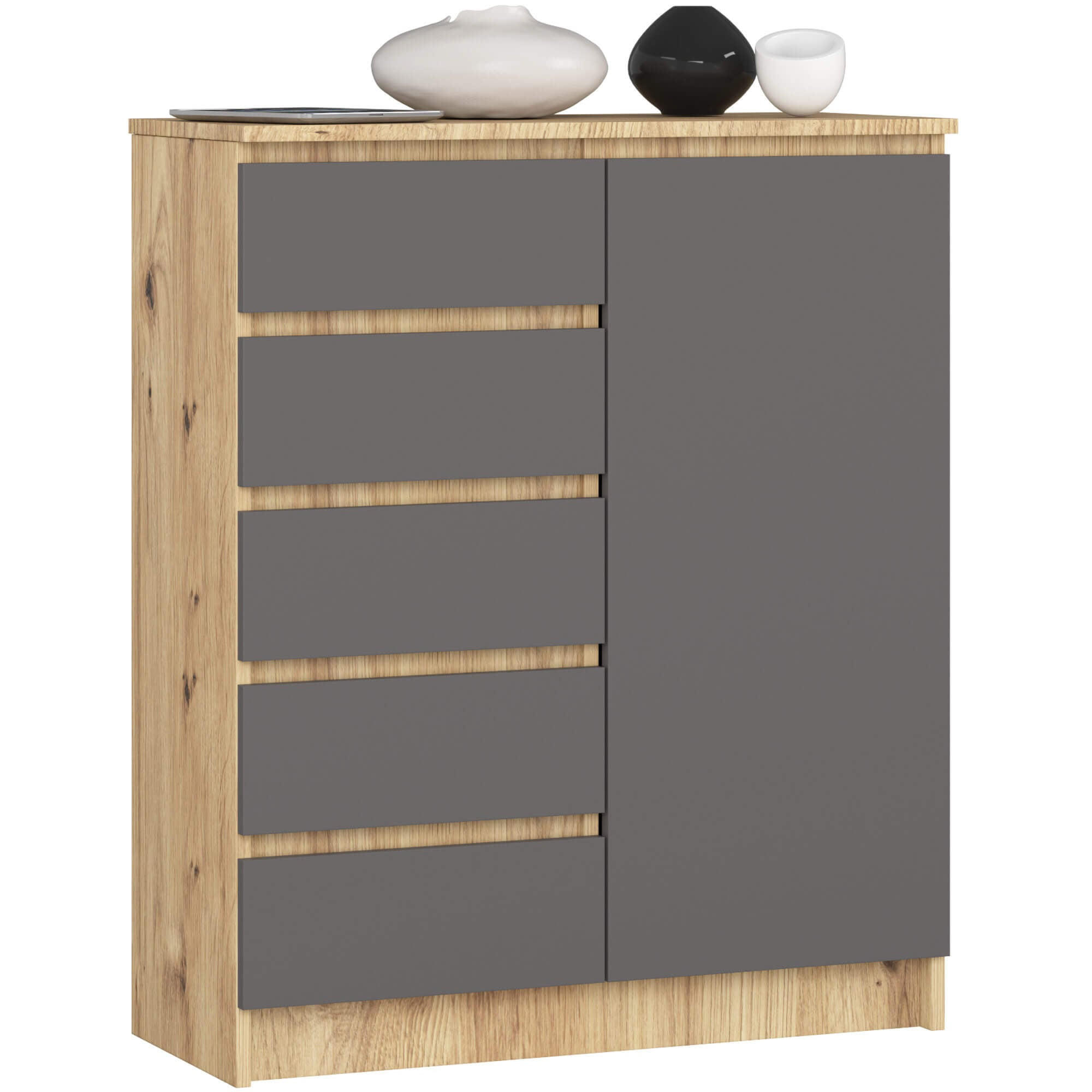 COMODA din stejar Artisan, gri grafit 97/80/35