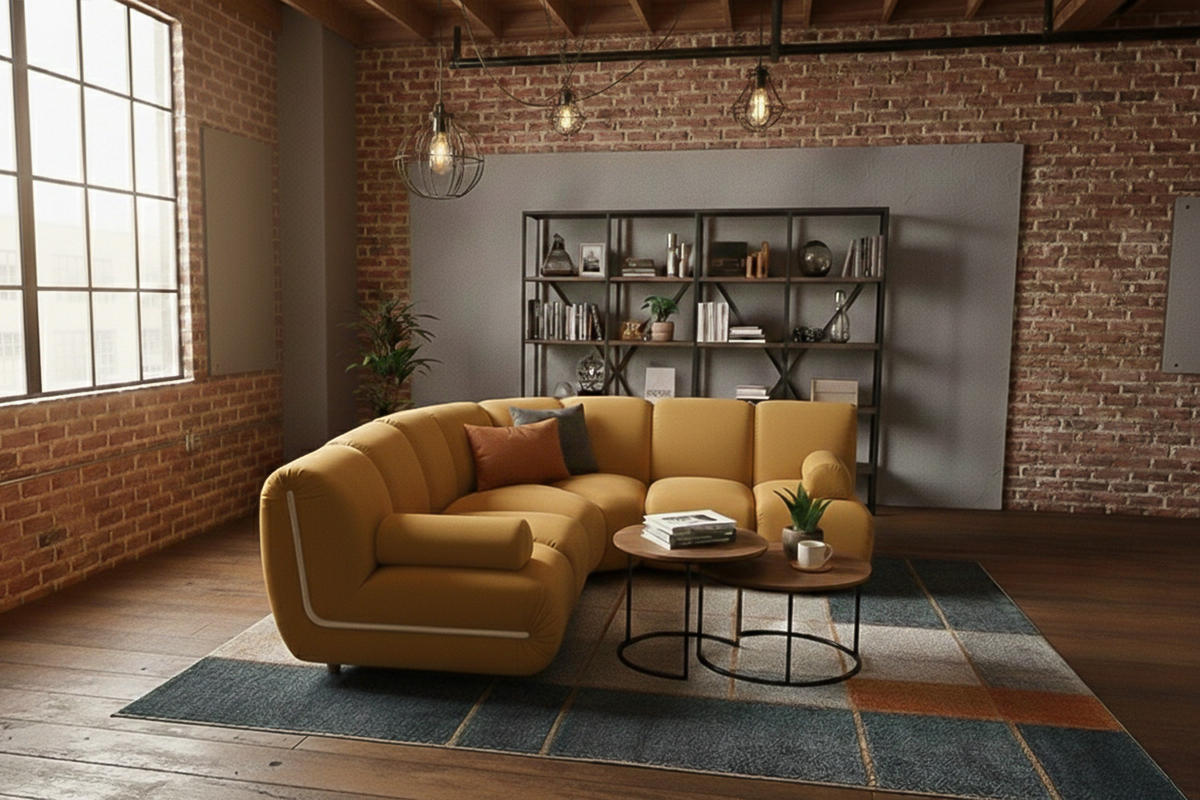 MODULSOFA LAYLA Gelb Velvet - Gelb/Schwarz, Buchenholz/Textil (213/213cm) - KAWOLA