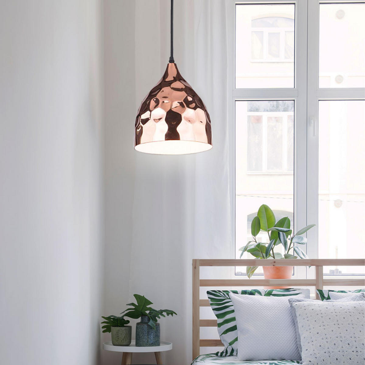 HÄNGELEUCHTE Metall Beige Hammerschlag - Beige, Metall (17/100/22.5cm)