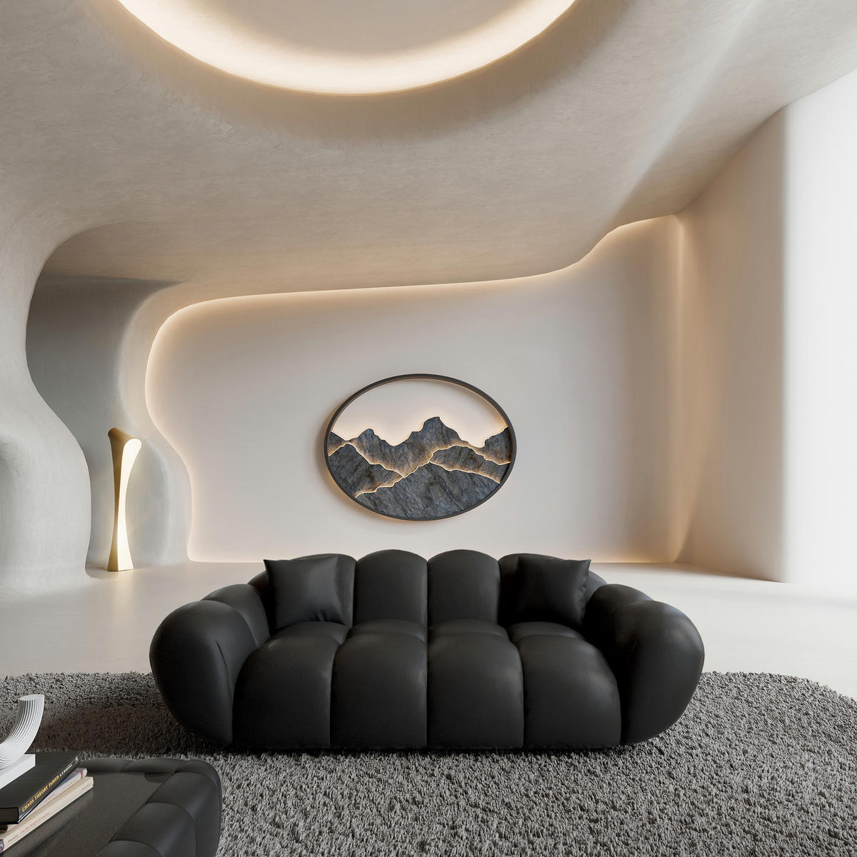 2-SITZER-SOFA Liva Schwarz Kunstleder - Schwarz, Kunststoff (200/70/93cm) - VAROYAL