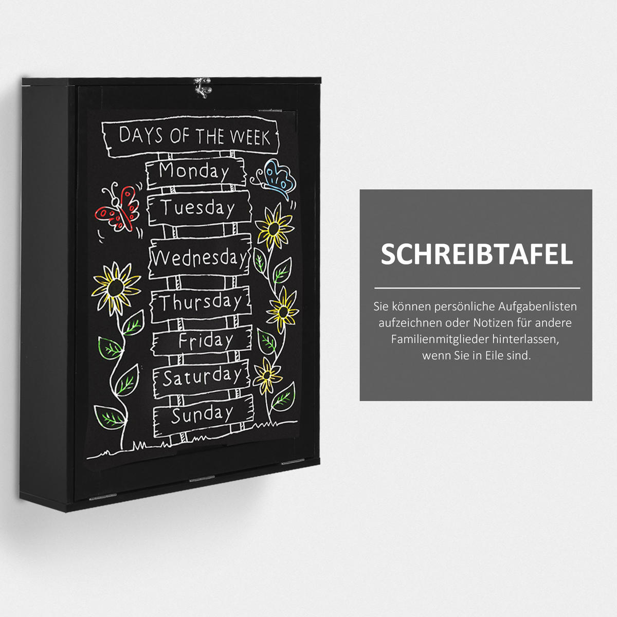 WANDKLAPPTISCH, MDF, Schwarz, 60 x 94,5 x 147 cm - Schwarz, Kunststoff (94.5/147/60cm) - HOMCOM