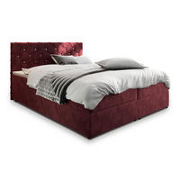 BOXBETT RIVA 180x200 cm mit Matratze und Topper, H2+H3 - Rot - Rot, Holz (180/200cm) - MASSENO