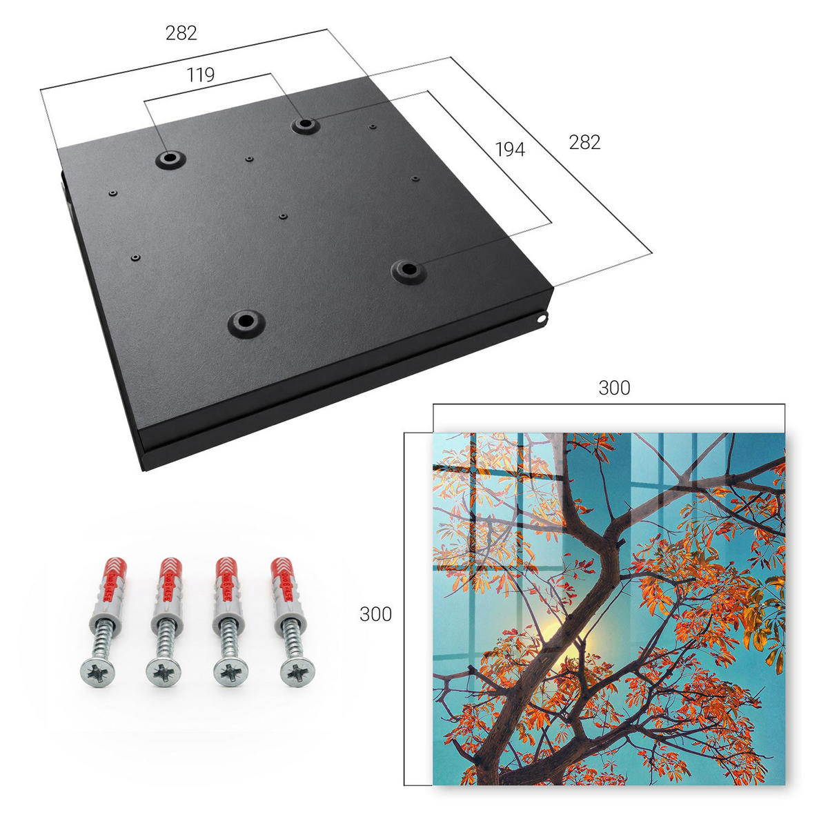 SCHLÜSSELBOX Schwarz 30x30 cm- Türöffnung nach rechts - Herbstbaum - Blau, Metall (30/30/5cm) - TULUP