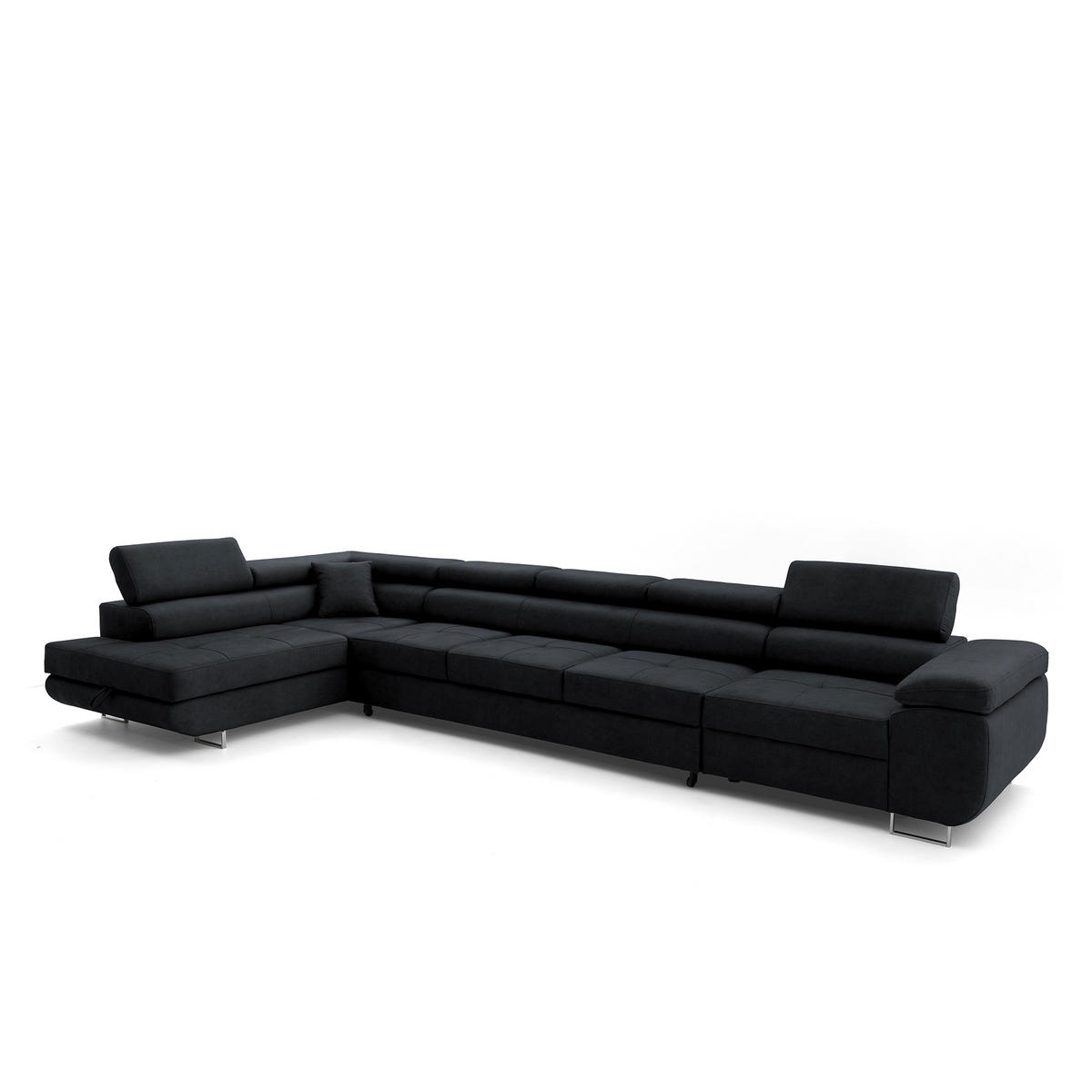 ECKSOFA WILD XXL Links mit Schlaffunktion 125x240 Velours Graphit - Silberfarben/Graphitfarben, Holz/Textil (400/200cm) - Muffo