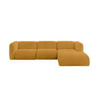 ECKSOFA Ottomane Rechts MIRA-L2 318x179x89 Senfgelb Cord - Currygelb/Schwarz, Holzwerkstoff/Kunststoff (318/179cm) - ALTDECOR